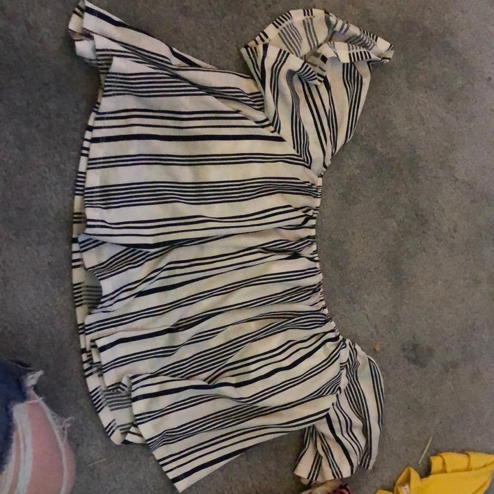 Off the shoulder stripped shirt